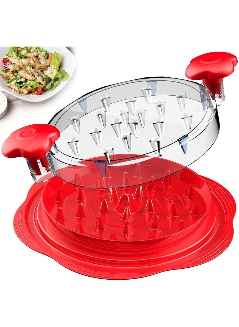 YelaJoy Large Chicken Shredder Tool Twist with Brush & Fork, Visible Meat Shredder Machine, Non-Slip Base & Ergonomic Handle, BPA-Free Shredder for Beef & Chicken, Red - Image 2